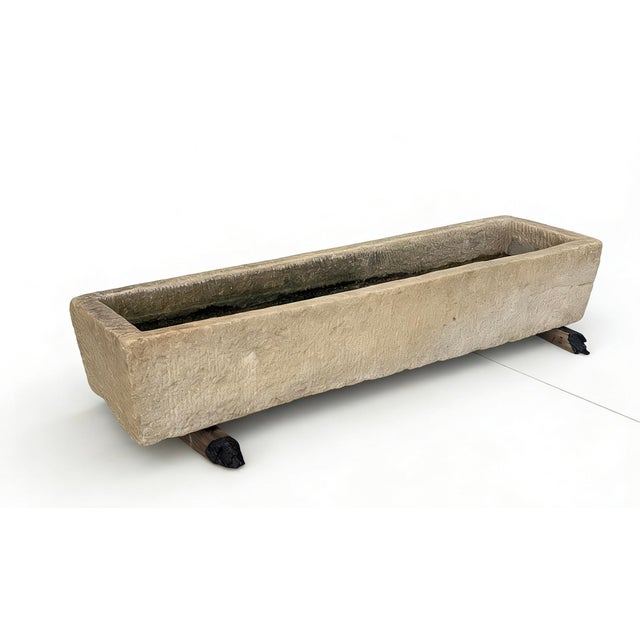 Chinese 87" Inch Long Hand Chiseled Stone Trough 66 For Sale - Image 3 of 3