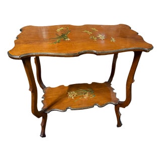 Inlaid Wooden Pedestal Table, 1920s For Sale