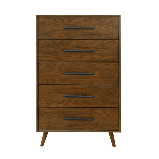 Emery Walnut 5 Drawer Chest For Sale - Image 4 of 9