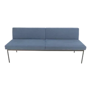 Geiger Tuxido Lounge Sofa Couch Bench Seating Blue Upholstery Black Frame