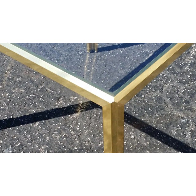 Romeo Rega Brass Square Tinted Glass Side End Table in the Manner of Romeo Rega For Sale - Image 4 of 6