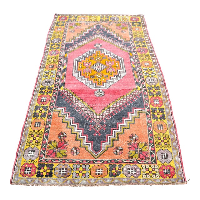 1960s Hand Woven Traditional Saloon Decor Vintage Rug For Sale