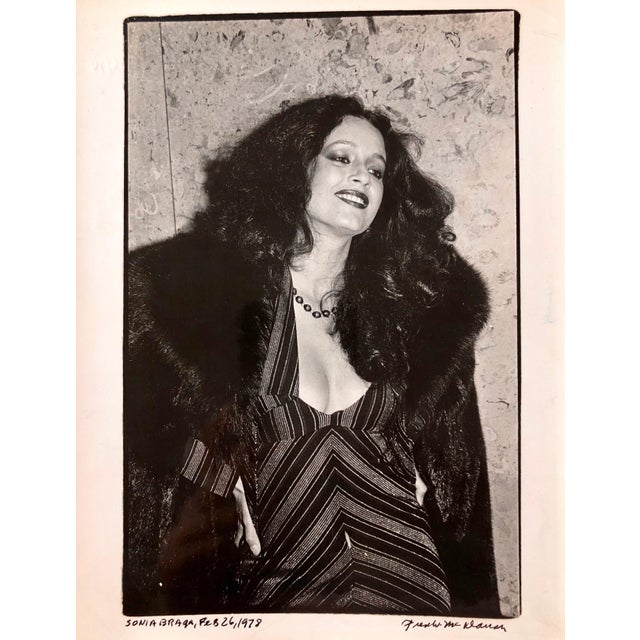 Fred McDarrah, Vintage Print Silver Gelatin Signed Photograph Brazilian Actress Sonia Braga, 1978 For Sale
