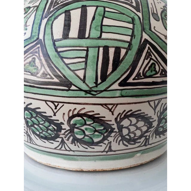 Mid-Century Modern Spanish Revival Table Lamp in Punter Green and Black Ceramic, 1970s For Sale - Image 6 of 16