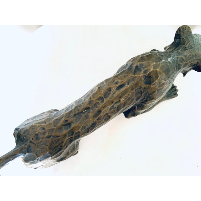 Large 1960s Vintage Bronze Metal Panther / Cheetah Figure For Sale In San Diego - Image 6 of 11