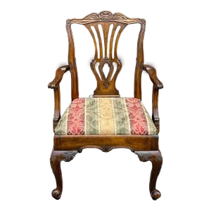 Vintage Hekman Chippendale Ball and Claw Carved Mahogany Arm Chair