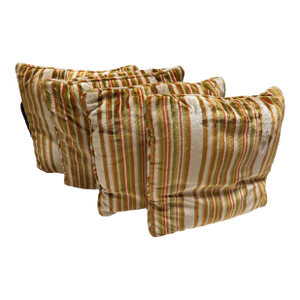 Earth Toned Striped Velvet Throw Pillows, Set of Four