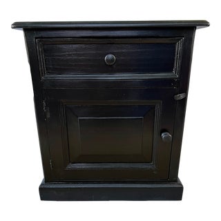 2010s Solid Wood Nightstand with Drawer and Storage Cabinet For Sale