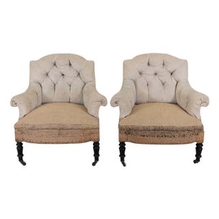 Small Pair of 19th Century Napoleon III Chairs, Ready to Upholster For Sale