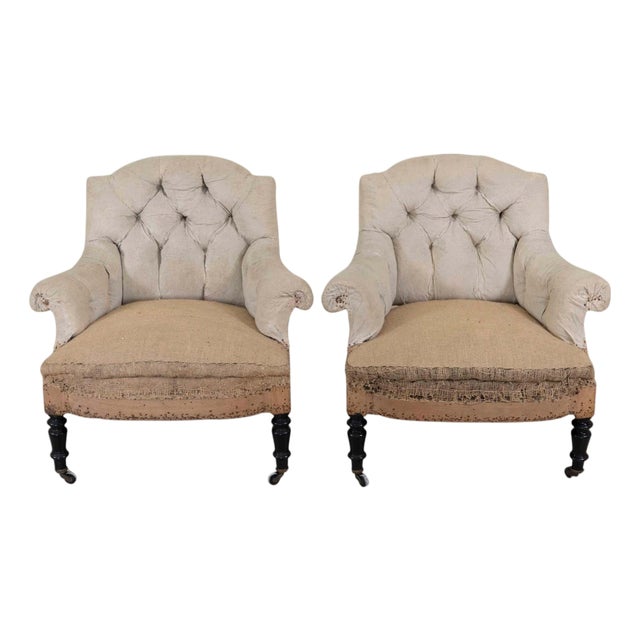 Small Pair of 19th Century Napoleon III Chairs, Ready to Upholster For Sale