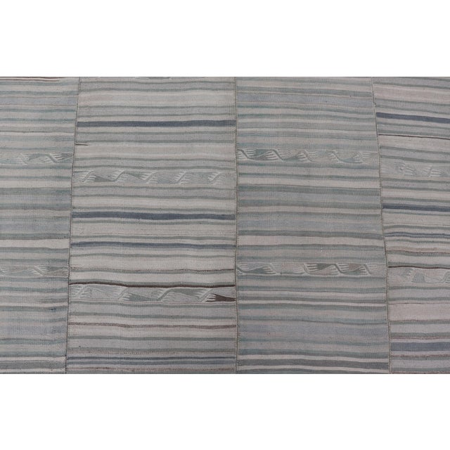 Vintage Turkish Paneled Flat-Weave Kilim in Muted Colors With Stripe Design 9'2"x11'6" For Sale - Image 9 of 12