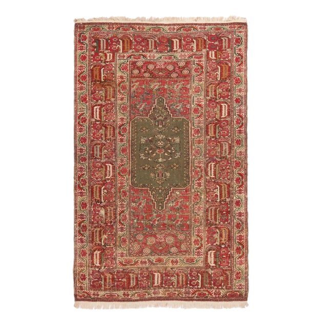 Antique Gordes Traditional Red and Sage Green Wool Rug For Sale In New York - Image 6 of 6