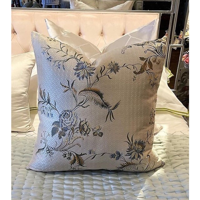 Floral Silk Embroidered Throw Pillow, White multi A lovely Decorative pillow in a designer embroidered silk fabric on...