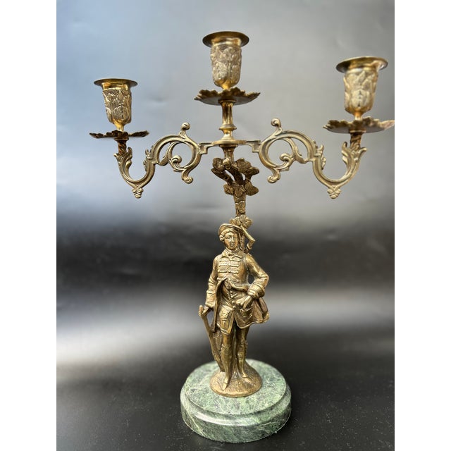 Louis XVi Revival Neoclassical French Bronze Figural Candelabrum on Marble Base, 1920s For Sale - Image 13 of 13