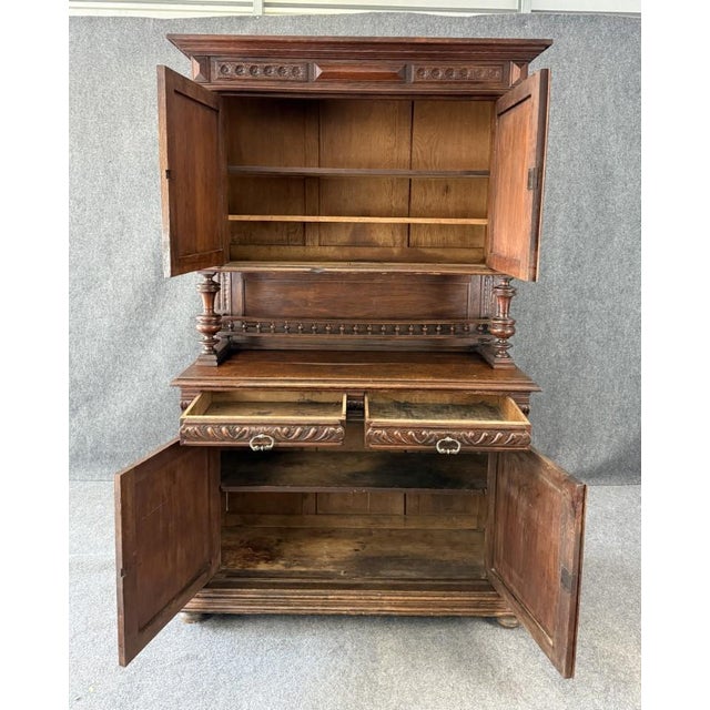 19th Century Belgian Oak Court Cupboard For Sale - Image 4 of 13