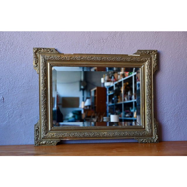 Gilded Neo-Baroque Style Wall Mirror with Stuccoed Wood and Beveled Glass, 1930s For Sale - Image 9 of 9
