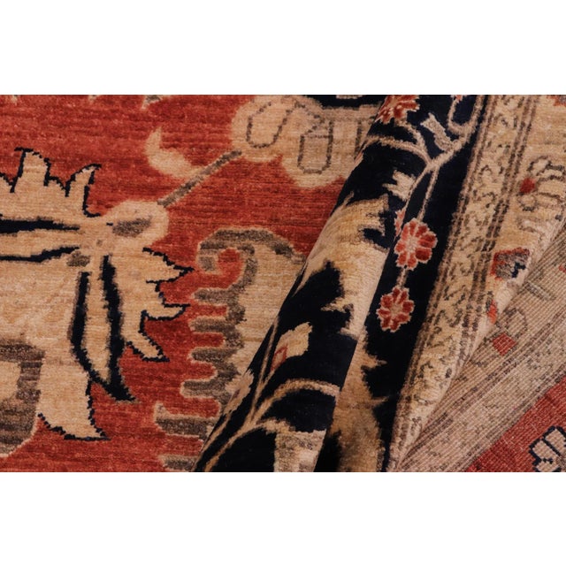 Textile Bohemien Ziegler Rust Blue Hand-Knotted Wool Rug - 9'10'' X 13'11'' For Sale - Image 7 of 8