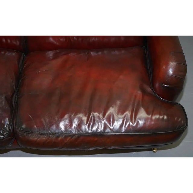 Metal Reddish Brown Leather Sofa For Sale - Image 7 of 18