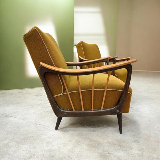 Brown Vintage Lounge Chairs by Paolo Buffa, 1960s, Set of 2 For Sale - Image 8 of 8