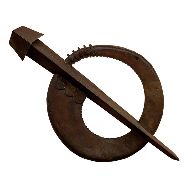 Large Art Deco Brass Ornamental Wall Piece, 1920s For Sale