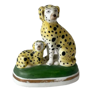 18th Century Chelsea Porcelain Dalmatian Dogs With Gold Anchor Mark