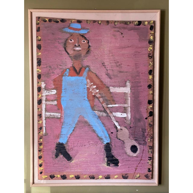 1980s Folk Art Self-Portrait Mixed-Media Painting by Jimmy Lee Sudduth, Framed For Sale - Image 9 of 13