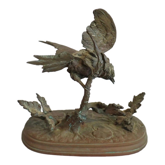 Antique French Bronze Bird Sculpture | Ferdinand Pautrot Signed Animalier For Sale