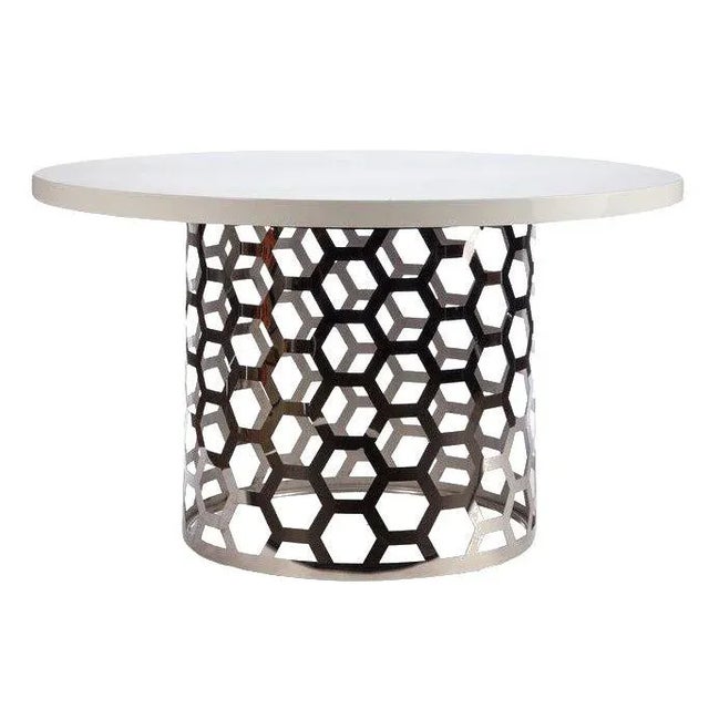 Modern White Top Silver Laguna Dining Table For Sale - Image 4 of 4