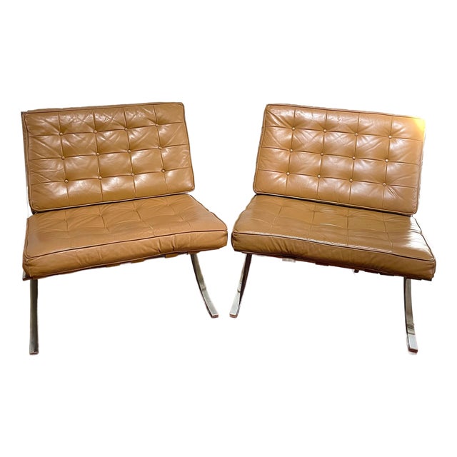 1960s Mid Century Selig Barcelona Style Chairs - A Pair For Sale