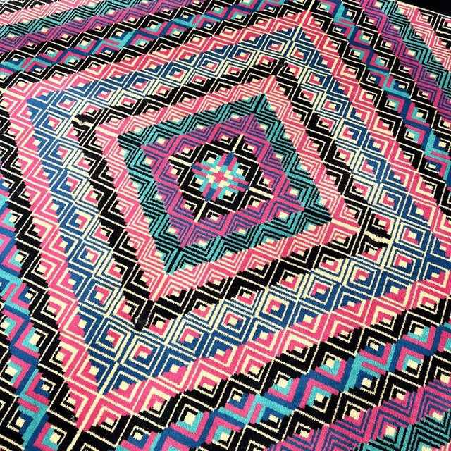 Textile Large Geometric Wool Rug from Missoni, 1980s For Sale - Image 7 of 9