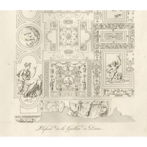 Louis-Pierre Baltard, Antique Decorative Ceiling Designs, Fontainebleau Gallery, 1803, Prints, Set of 2 For Sale - Image 12 of 13