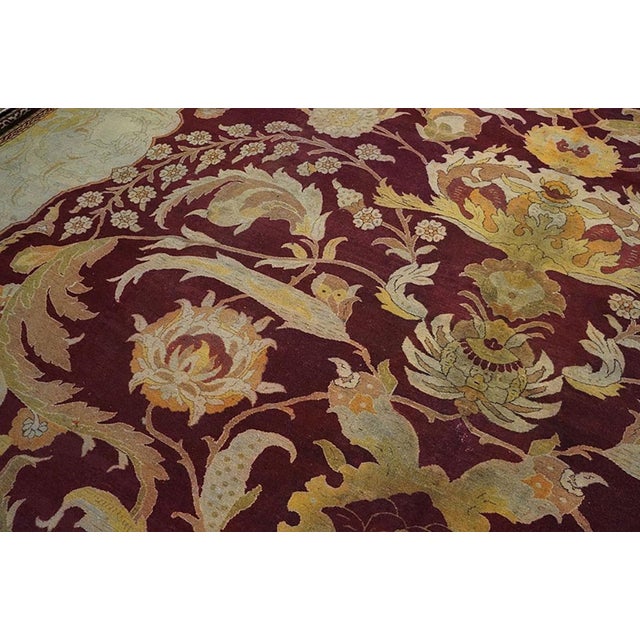Maroon Elegant Maroon Red and Beige Color With Palmettes and Bracketing Leaves Design Antique Amritsar Rug For Sale - Image 8 of 12