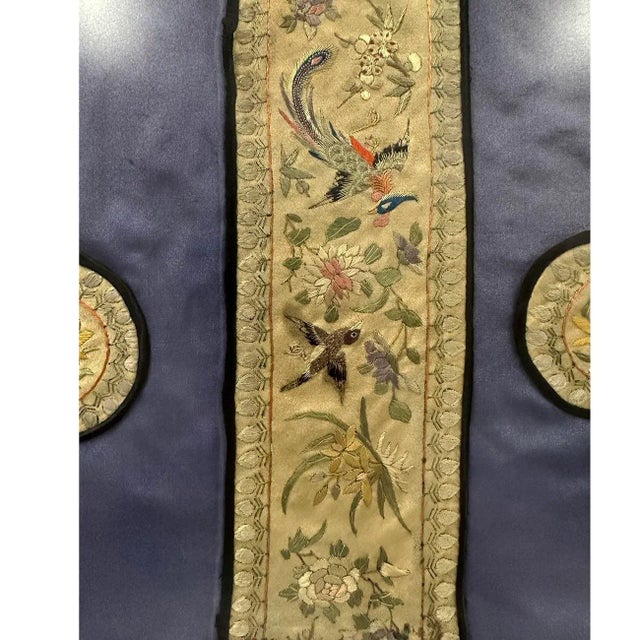 19th Century Antique Chinese Framed Groups of Textile Embroidery Pieces For Sale - Image 9 of 12