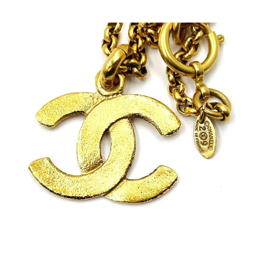 【VINTAGE HOLLYWOOD】Matte Classic Chain Necklace Chanel Vintage Gold Plated CC Matte Texture Long Necklace
