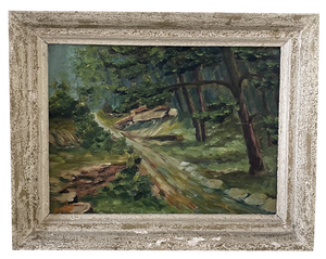 Walk in the Bailly Forest, 20th Century, Oil on Wood, Framed