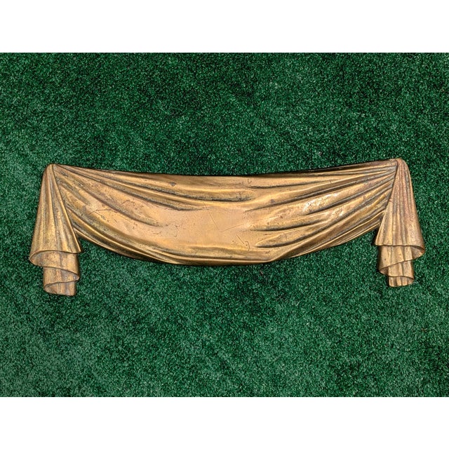 Trompe Loleil Solid Brass Draped Swag Decorative Wall Pediment For Sale - Image 14 of 14