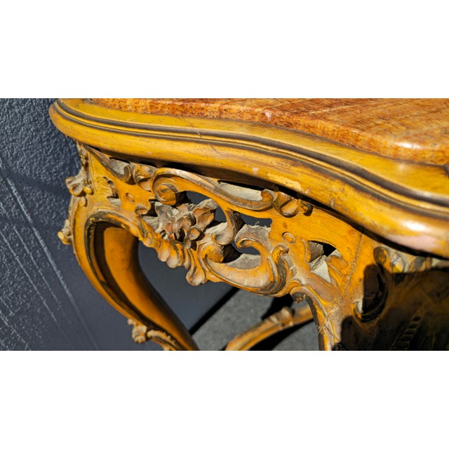 Antique French Rococo Louis XV Ornate Carved Gold Console Table Marble Top For Sale - Image 10 of 15