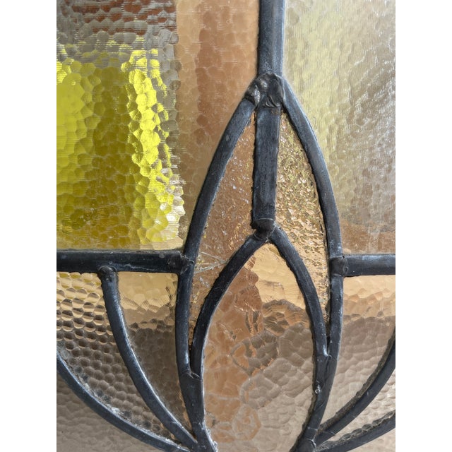 Vintage Leaded Glass Window Panel With Geometric Floral Motif For Sale - Image 4 of 9