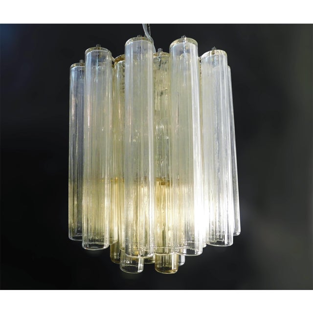 Italian 1960s Clear and Yellow Murano Tubes Chandelier For Sale - Image 3 of 8