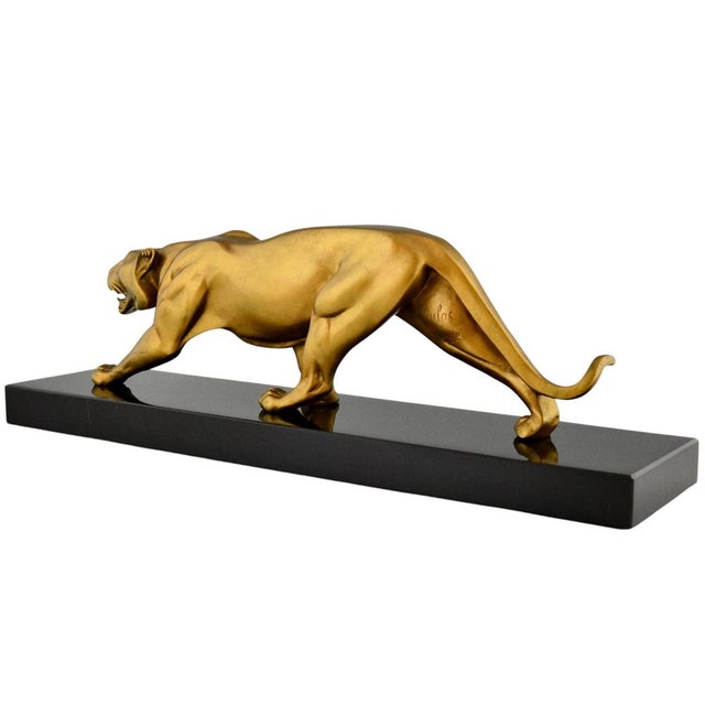 Rulas, Art Deco Sculpture of a Panther, 1930, Bronze on Marble Base For Sale - Image 6 of 12