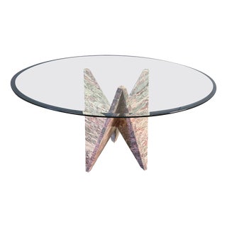 Architectural Marble and Glass Dining Table, 1970s For Sale