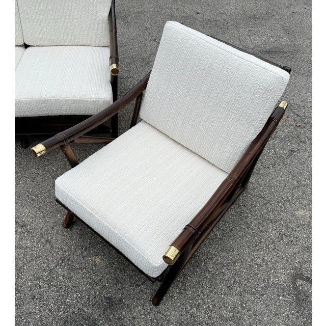 Wood 1960’s Boho Chic Coastal Ficks Reed / Far Horizons Style Bamboo Sofa & Lounge Chairs Set, Restored For Sale - Image 7 of 12