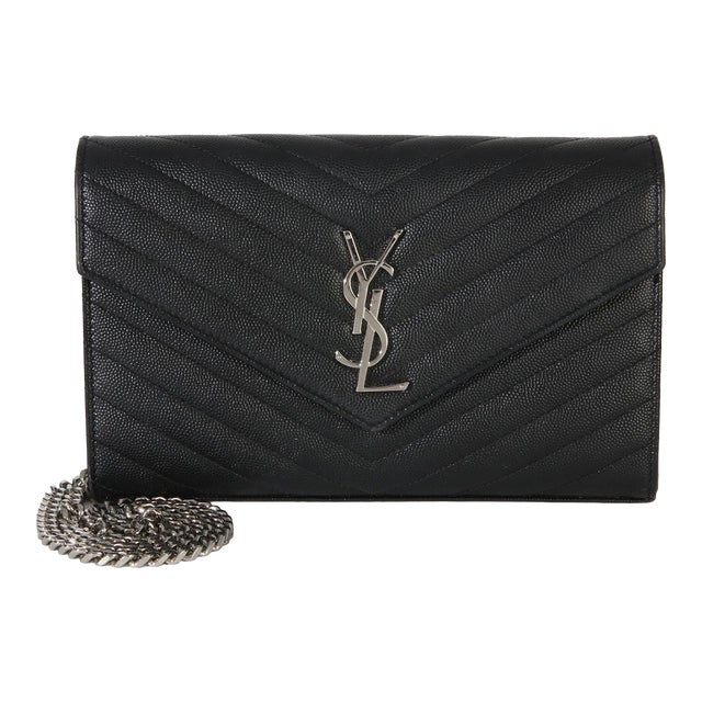Black Grain De Poudre Cassandre Chain Wallet For Sale