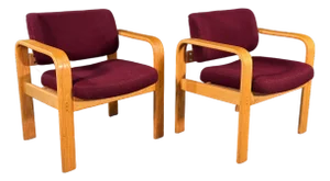 Milo Baughman for Thayer Coggin Bentwood Oak Lounge Chairs, 1980s - A Pair