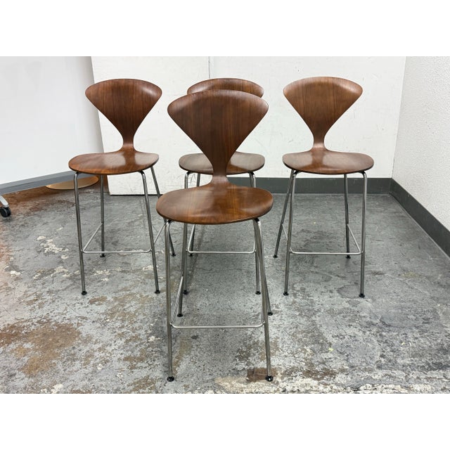 Design Plus Gallery presents a Set of Four Cherner Counter Stools by Norman Cherner for The Cherner Chair Company. This...