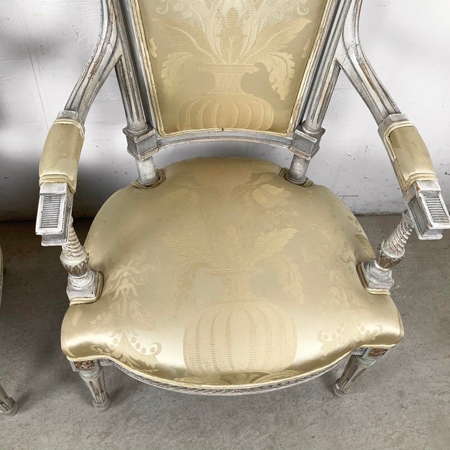 Wood Pair of Louis XVI Style Neoclassical Armchairs For Sale - Image 7 of 12