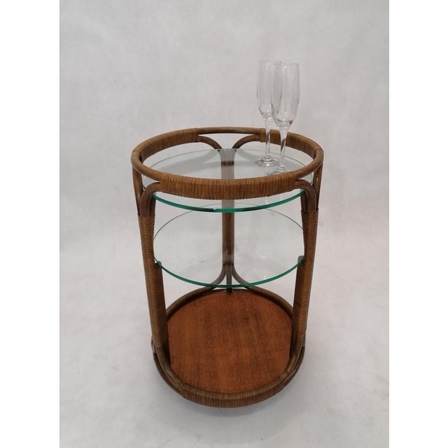 Vintage Bohemian Bamboo Bar Trolley For Sale - Image 5 of 9