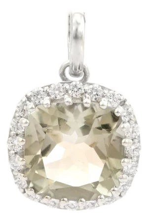 Sparkling 6.3 Carat Green Amethyst Statement Charm Pendant Made in Pure Silver