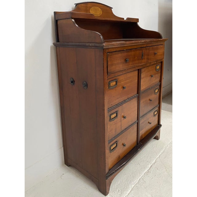 English-style sideboard with credenza Seven-drawer front Solid wood construction Good condition Dimensions: H 105 x W 71 x...