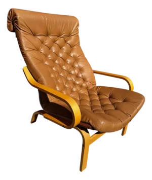 Late 20th Century Bentwood Attributed to Noboru Nakamura "Poem" Leather Lounge Chair